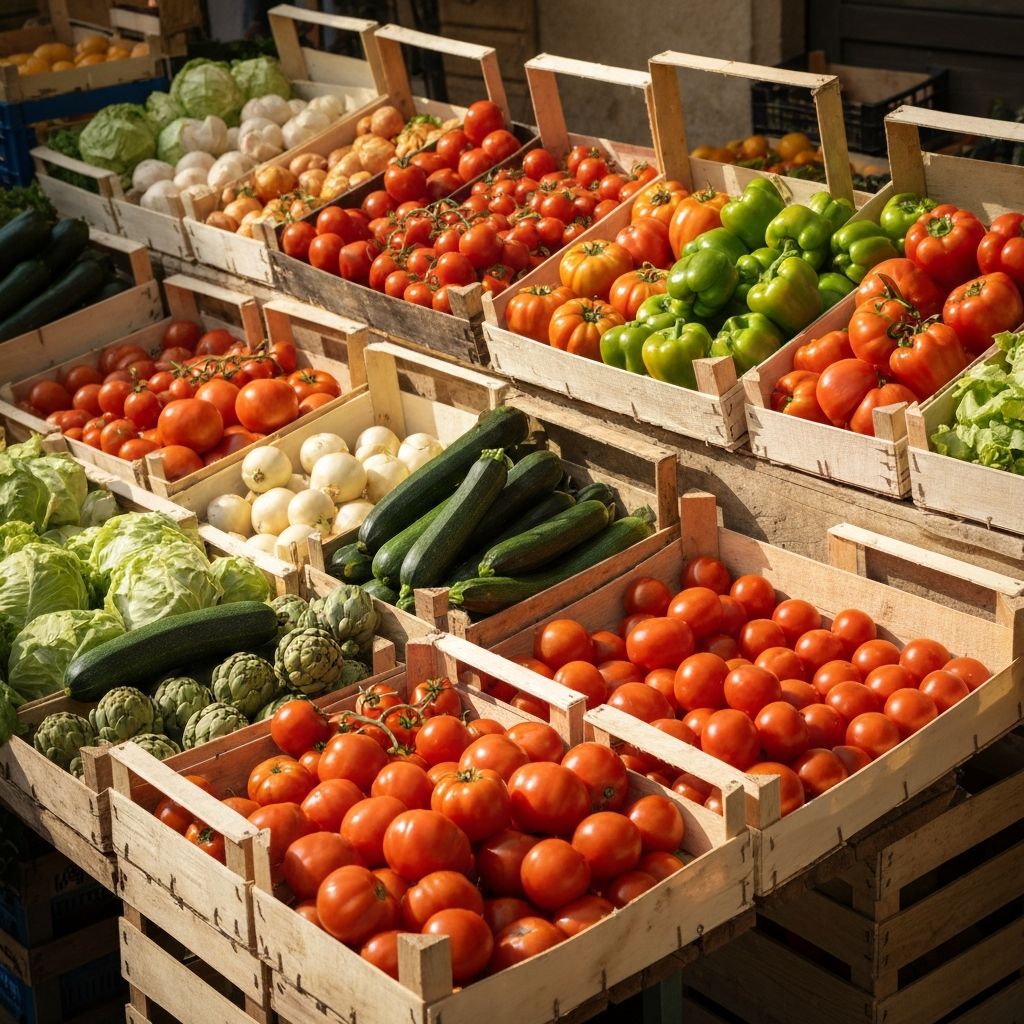 Mercato con prodotti freschi